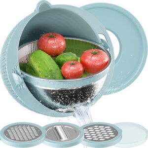 4-in-1 Mixing Bowl and Colander Set – Versatile Kitchen Strainers for Pasta, Rice, Fruits, Greens, and Salad Washing – Best for Residences and Extra