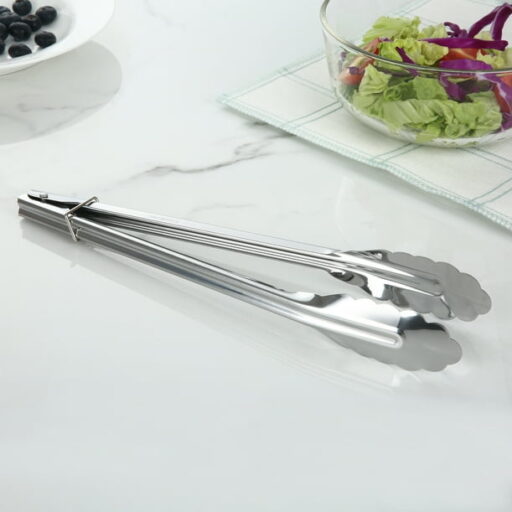 Mainstays 12-Inch Silver Stainless Metal Locking Cooking Tongs